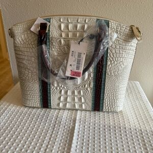 Elegant White Crocodile-Embossed Handbag